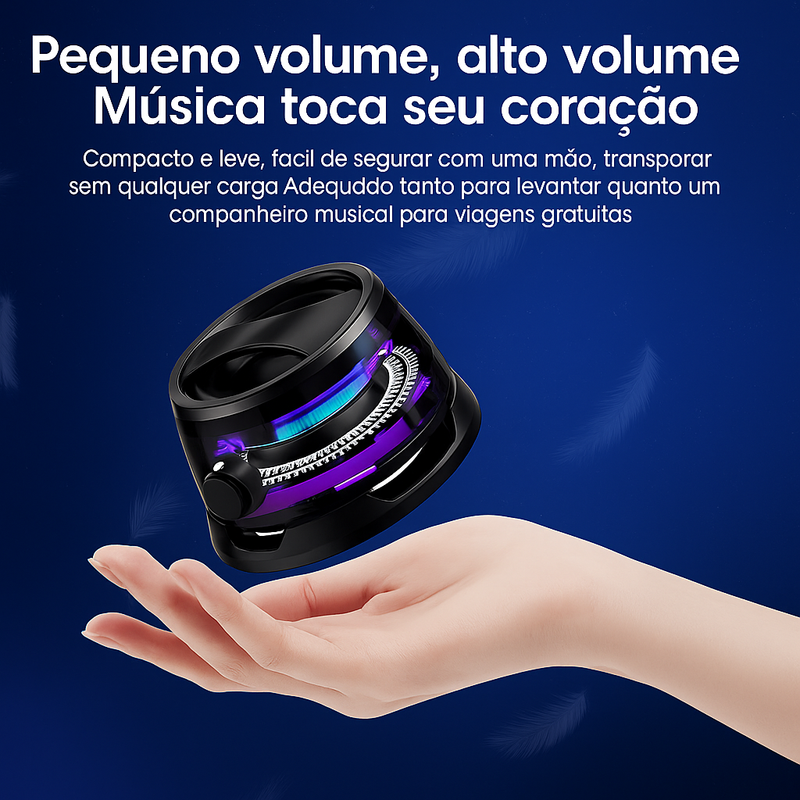 Vortex Mini Alto-Falante Bluetooth com Luz RGB e Suporte Magnético